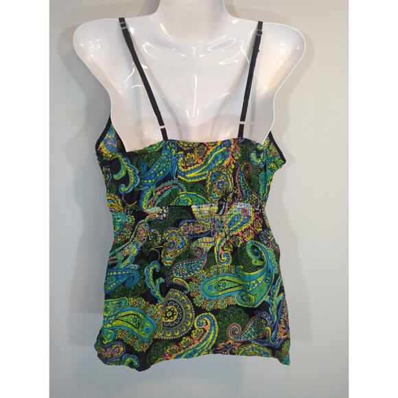 Cute Options Green Paisley Babydoll Cami V-Neck XL NWT Coastal Bohemian - Picture 4 of 9